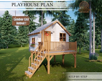 Playhouse Build Plans for Kids, garden playhouse, Do It Yourself with Digital downloads