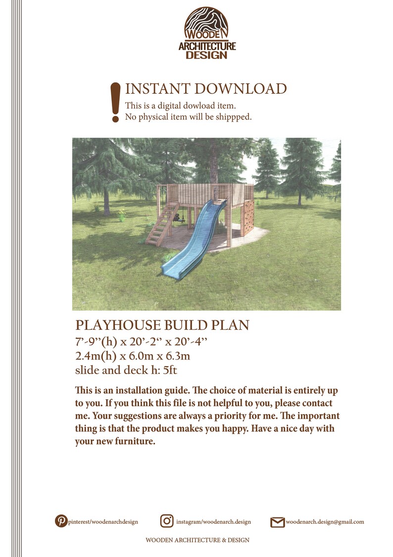 Playhouse Build Plans for Kids Treehouse With Large Deck Etsy