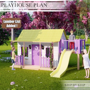 DIY Kinderspielhaus-Pläne, Bauen Sie Ihren eigenen Gartenspielplatz, Holzbearbeitungsprojekt mit Sofort-Download