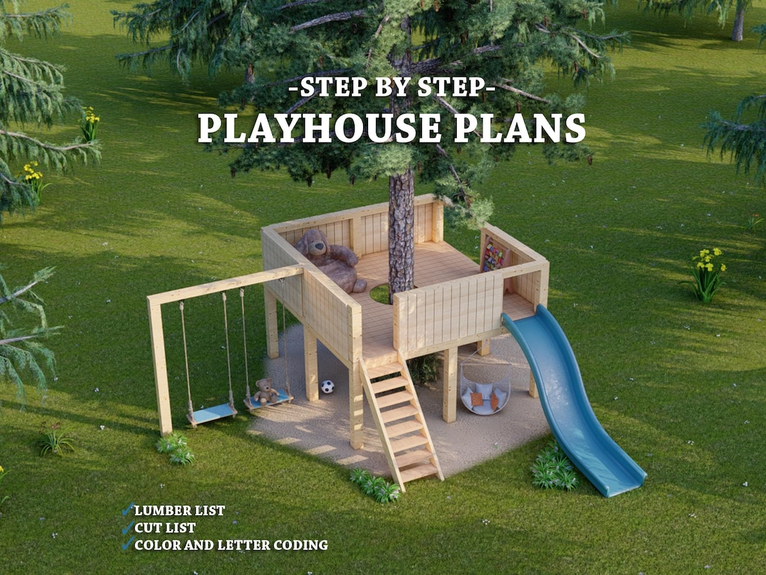 Planos de casa de juegos con columpio y tobogán: Parque infantil DIY  (Descarga digital) México