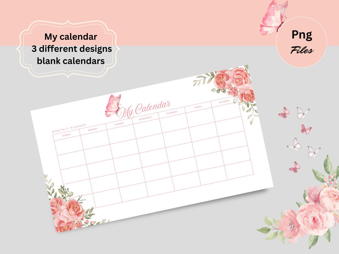 Floral Monthly Calendar Printable: Undated Planner Template (PNG/PDF ...