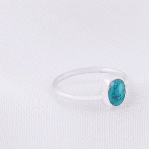 Handmade Oval shaped Turquoise  925 Sterling Silver Gemstone Ring Handmade Birthstone-Designer Oval Lapis Ring-Promise Ring statement