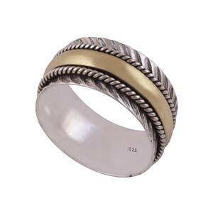 Gorgeous Multicoloured Engraved Fidget Spinner Handcrafted in 925 Sterling Solid Silver Ring