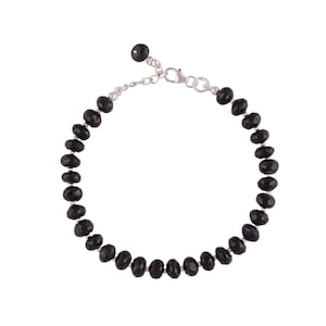Natural Gemstone Beautiful Work in Between Black Onyx, Round Shape, 925 Sterling, Solid Silver Bracelet, Handmade Bracelet