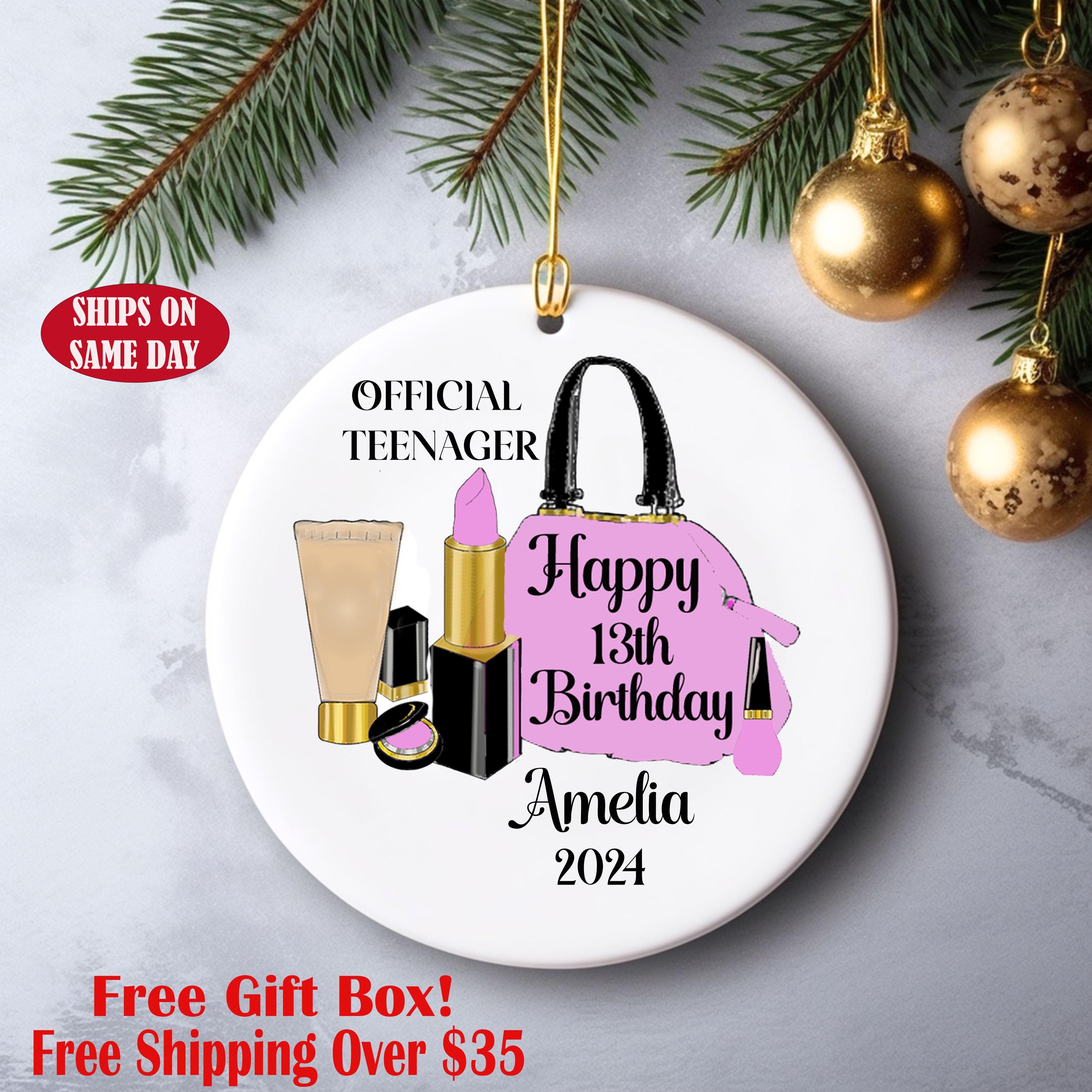 13 Official Teenager Birthday Gift-Thirteen Year Keepsake- Custom Name Ornament-Personalized Teenager  Ornamenets- Print Double Sided