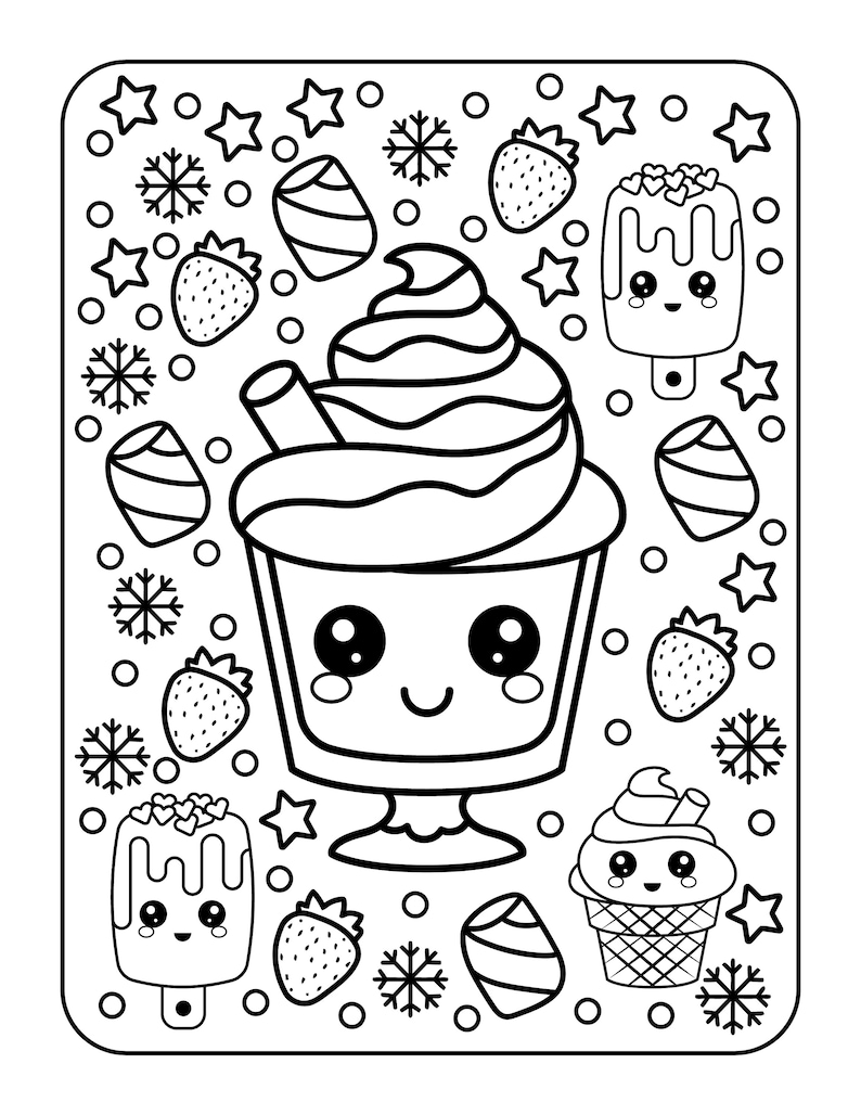 50 páginas Kawaii Printables Libro para colorear Dibujos Etsy España