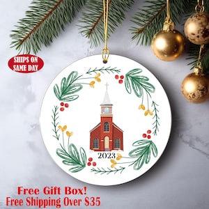 Adornos navideños personalizados - Adornos de iglesia personalizados - Adornos de iglesia - Adornos de cerámica al por mayor - Ilustraciones originales - Doble cara