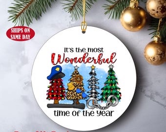 Personalized Police Officer Christmas Ornament, Police Ornament, Cop Ornament, Gift for Cop, Cop Christmas Ornament, Police Double Sided
