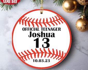 Official Teenager Boy Birthday Gift-Thirteen Year Keepsake-Personalized Teenager  Ornamenets- 13th birthday Ornament- Double Sided