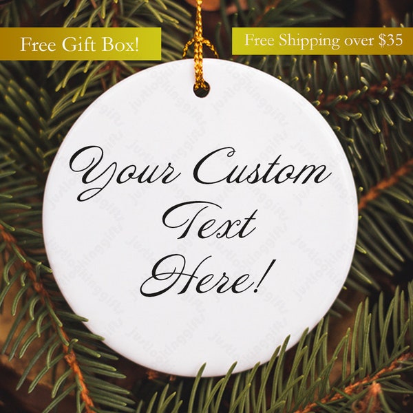 Blank Ornaments for Personalization-Custom Christmas Ornament - Text Only -Personalized Ornament blank- Company Logo Ornaments-Double Sided