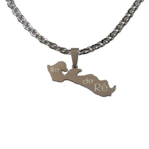 Collier Île de Ré en acier pendentif avec chaîne large