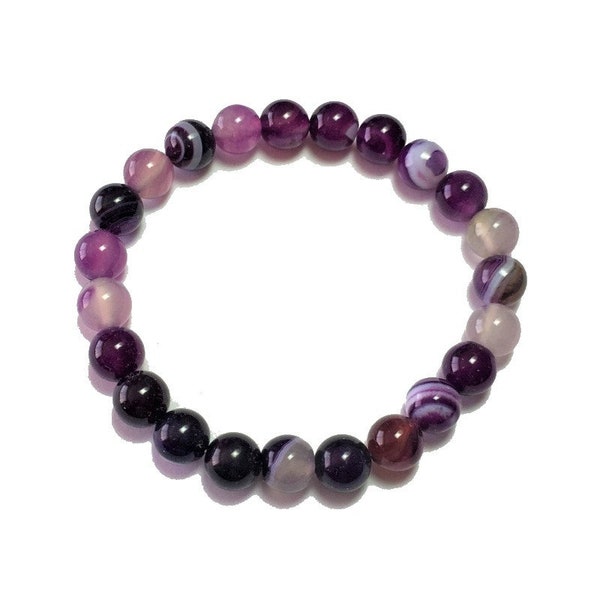 Agate violette bracelet pierre 8mm