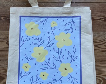 Sac de plage | Sac en jute | imprimé floral | Pas de pluie, pas de fleurs