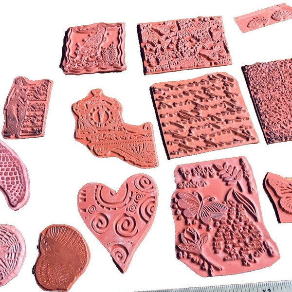 15 Deep Etched Rubber StampTextures - Use to Design Paper, Fabric, Art Clay, PMC