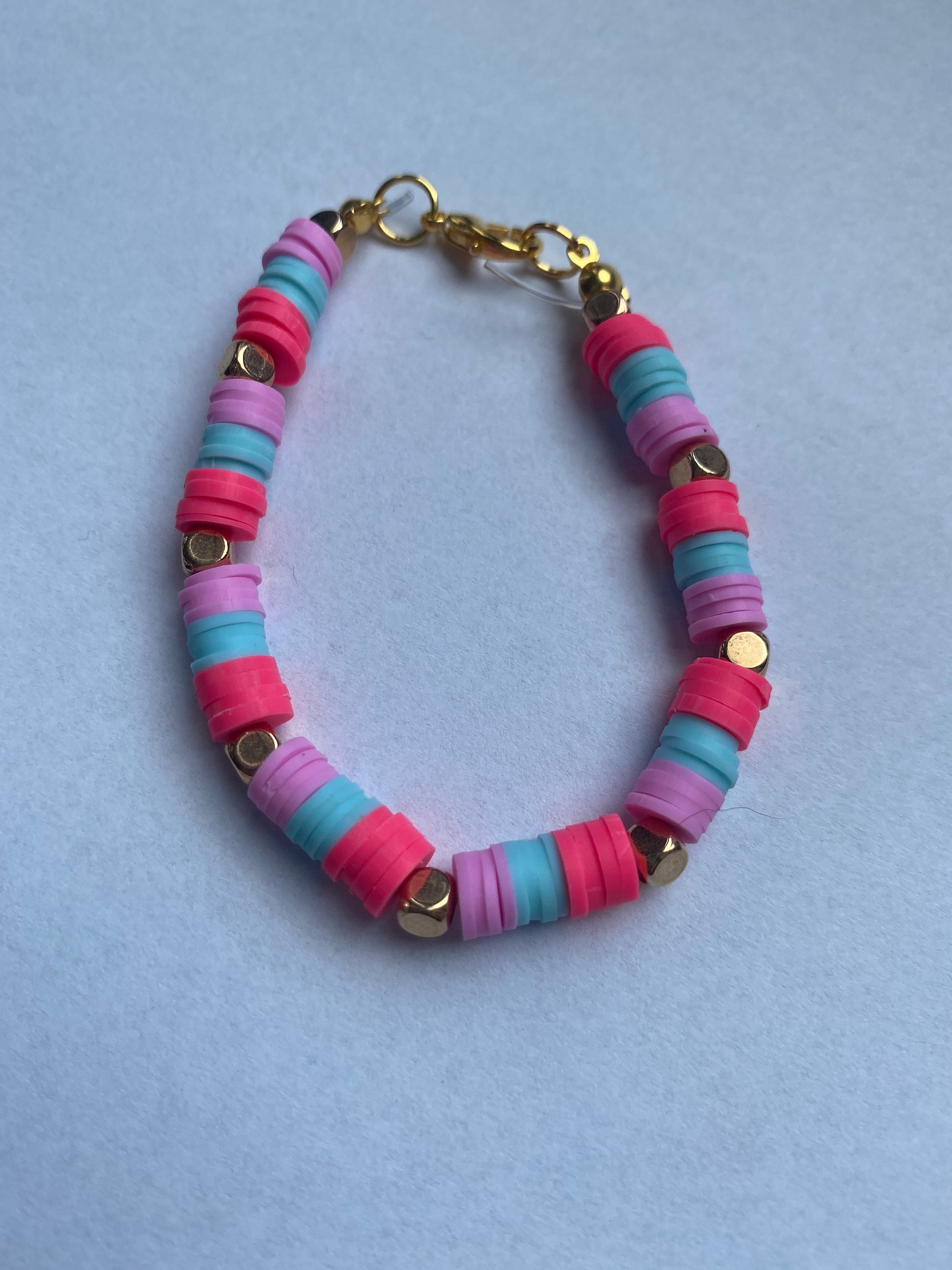 Go2boho Polymer Clay Beaded Bracelets For Women Ladies Pink Heishi