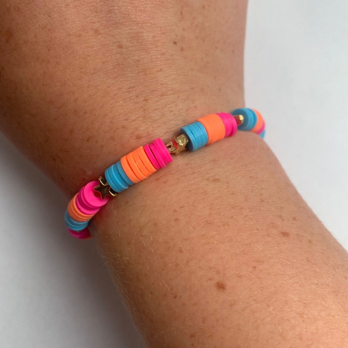 Heishi Polymer Clay Bead Preppy Bracelet Star Colour Blast Etsy UK