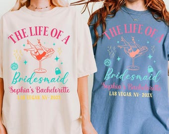 The Life Of A Bride Shirt, Bachelorette Party Shirts For Bride, Personalized Vegas Bachelorette Tee, Showgirl Era Graphic T Shirt Gift