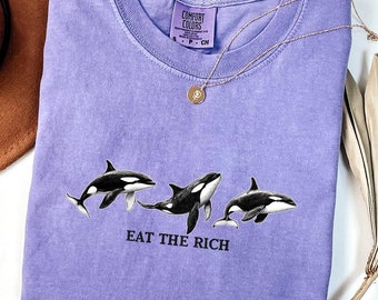Eat The Rich Comfort Colors Shirt, Whale Tshirt, 90s Orca Funny Whale Yacht Shirt, Eat The Rich Whale 90s Animal Retro Shirt, Whale Shirt
