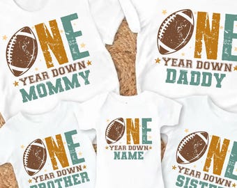 Football First Birthday Family Matching Shirts, Mama Daddy Football 1st Birthday Tshirts, Football Theme Birthday Outfit, 1st Year Down