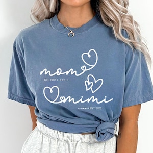 Mom Mimi Comfort Colors Shirt, Custom EST. Mimi Shirt, Mimi Birthday Gift for New Mimi, Mothers Day Gift for Mimi Shirt, New Mama Gift