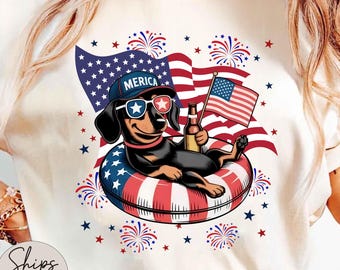 Red White Blue Dog Independence Day Tee, Dachshund 4th of July Shirt, 4th of July Dog Shirt, Patriotic Dog Gift, Dachshund Mom Shirt.