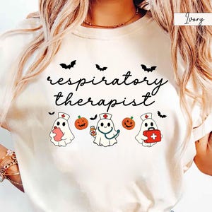 Halloween Respiratory Therapist Shirt, RT Shirt Gift Respiratory Therapy Shirt Ghost Respiratory Nurse Gift for Pulmonologist Comfort Colors