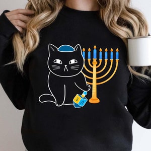 Chanukkah Cat Shirt, Cat Owners Shirt, Happy Hanucat Shirt - Holiday Hanukkah Shirt, Jewish Cat Lover Gift, Cat Mom Shirt, Jewish Gift,