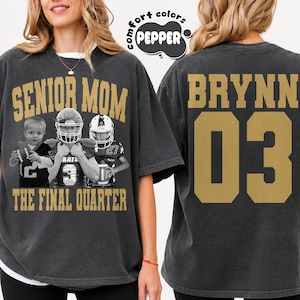 Personalized Senior Mom Football Shirt: Vintage Player Photo Shirt With Name Number, The Final Quarter, Class Of 2027 Gift, Game Day Tee