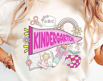 Back to School Girl Shirt Personalized, Custom Name Flag Shirt, Coquette Girls First Day of Prek Kindergarten Shirt, Toddler School Outfit