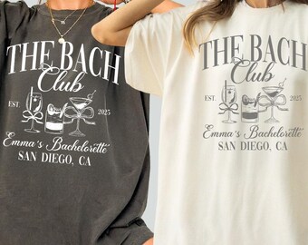 Luxury Bachelorette Merch Comfort Colors, The Bach Club Bachelorette Shirt, Custom Beach Bachelorette Party Tees, Cocktail Bridal Party Gift
