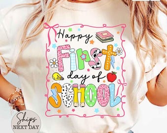 Preppy Happy First Day of School Shirt, School Teacher Life Shirt, 1st Day of School Shirt, Teacher Appreciation Gift, Back to School Shirt