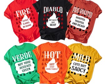 Halloween Taco Sauce Shirt, Matching Family Tshirt, Hot Sauce Group Costumes for Friends Teachers, Funny Taco Tees, Taco Sauce Party T shirt