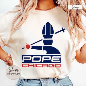 Pope Chicago Unisex T-Shirt, Pope Robert Prevost Shirt,Religious Tee,Pope Shirt, Jesus T-Shirt Gift, Christian Graphic Tee, White, Sox