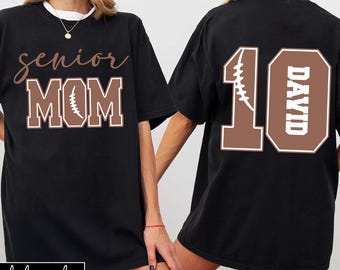 Senior Football Mom Shirt, Personalized Football Mom Tee,Football Mom Shirt With Kids Name and Number,Senior Mom Football Tee,Class of 2026