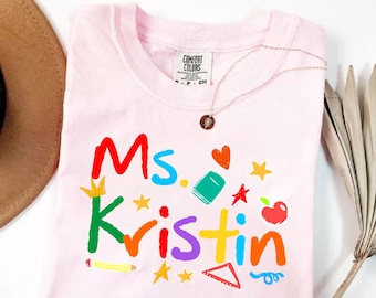 Teacher Shirt, Teacher Custom Name Shirt, Teacher Appreciation Gift, Crayon Teacher Shirt, Teacher Shirt, Teacher Gift, Custom Teacher Shirt