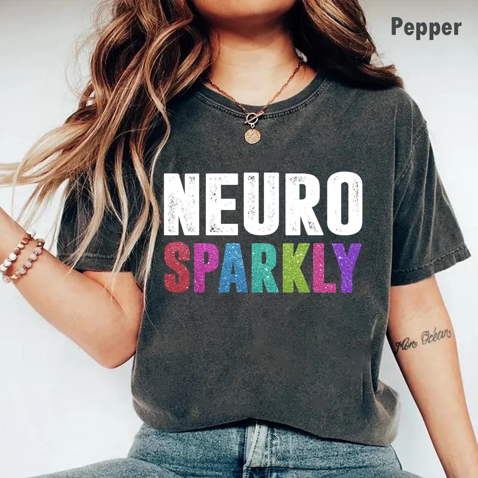 Neuro Sparkly Teacher T-Shirt, Faux Glitter Neurodiversity Shirt, Autism Awareness Tee, Sped Teacher Shirt, Teacher Appreciation Gift