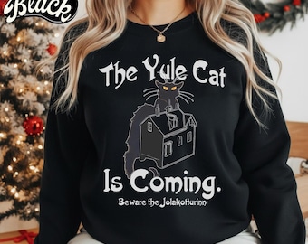 The Yule Cat Shirt, Jolakotturinn Christmas Cat Shirt, Krampus Cat Shirt, Holiday Winter Solstice Yule Icelandic Folklore Dark Academia