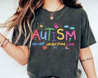 Brushstroke Autism Comfort Colors Shirt, Autism Awareness Shirt, Autism Puzzle Pieces Shirt, Autism Month Tee,Autism Support Shirt, Advocate