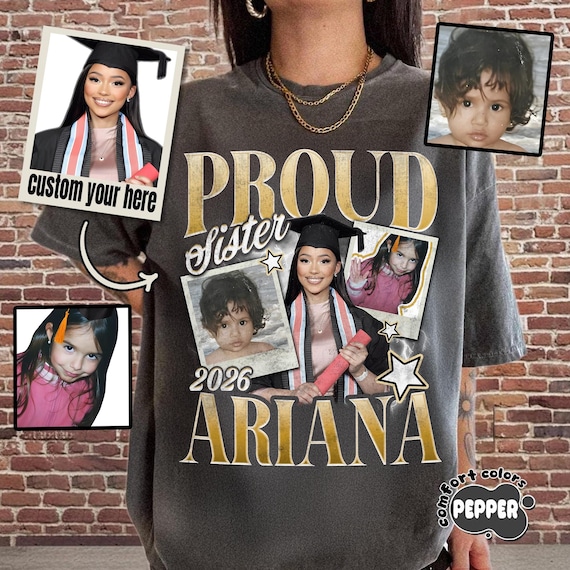 Bootleg Graduation Shirt 2026, Custom Photo Collage Shirt, Retro Rap Style Graduation T-Shirt, Proud Family Graduation Gift, Grad Shirt