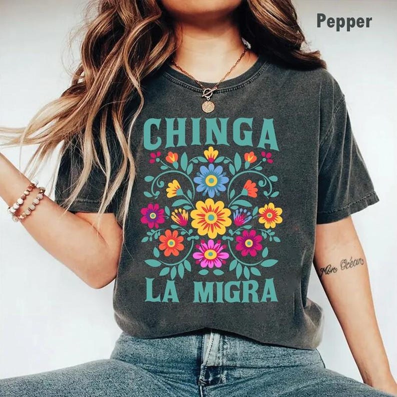 Chinga La Migra Shirt, Abolish Ice Protest Shirt, No Human Is Illegal, Latino Protest Tee, Social Justice Shirt, Immigrant Human Rights Tee image 6