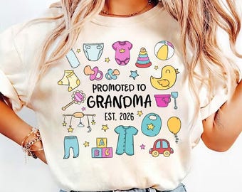 Comfort Colors® Promoted To Grandma Shirt, Gift For New Grandma Shirt, Grandma Est 2026 Shirt, Pregnancy Reveal Gift for Grandma T-Shirt