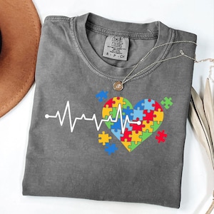 Love Heart Puzzle Acceptance Shirt,Autism Awareness Shirt,Gift for Healthcare Workers,Colorful & Fun Casual Wear,Positive Vibes Merchandise