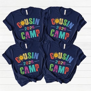 Cousin Camp 2025 Shirt, Colorful Family Reunion Tee, Matching Cousins T-Shirts, Summer Camp Family Vacation Shirt, Kids & Adults Sizes