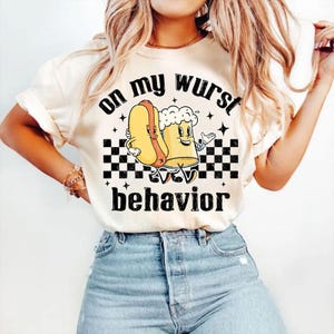 Oktoberfest Shirt, Funny Oktoberfest On My Wurst Behaviour Tshirt, Couples Beer Shirts, Prost T-Shirt, Oktoberfest 2025 Beer Festival Shirt