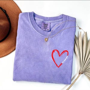 Ps I Love You Valentine&#39;s Day Purple Heart Women Men Kid Comfort Colors Shirt, Valentines Love Shirt, I Love You Shirt, Valentines Couple