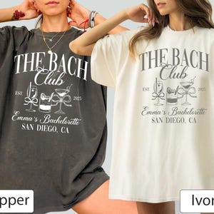 Luxury Bachelorette Merch Comfort Colors, The Bach Club Bachelorette Shirt, Custom Beach Bachelorette Party Tees, Cocktail Bridal Party Gift