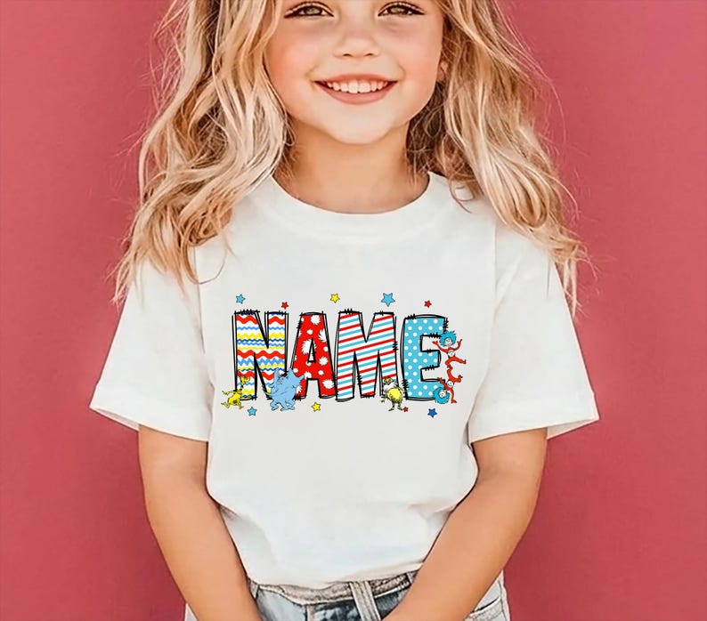 Custom Name Shirt,Reading Day T-shirt,Read Across Shirt,Cat In The Hat Kids Toddler Adult Teacher Shirt,Reading Week Seuss Matching Shirt image 2
