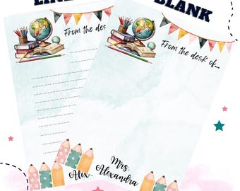 Personalized Teacher Notepad 5x7: Lined or Blank Stationery