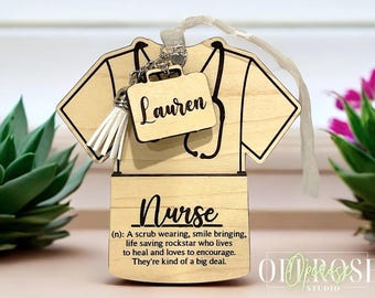 Personalized Nurse Gift Card Holder: Maple Wood Ornament