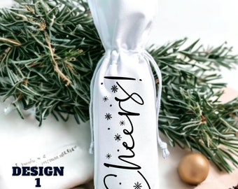 Holiday Wine Bag: White Cotton Canvas Gift Bag